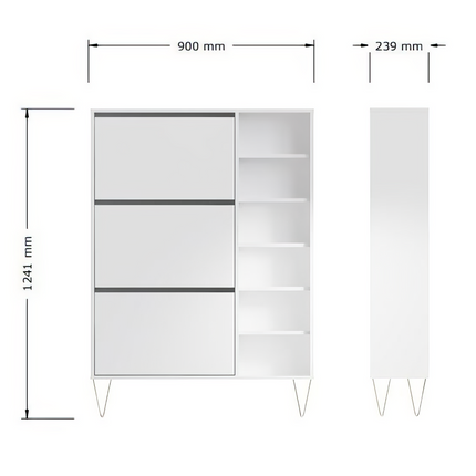 Monaco - 3 Drawer Shoe Cabinet - White