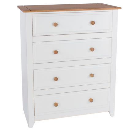 Painted - 4 Drawer Chest - Antique Waxed Pine Top