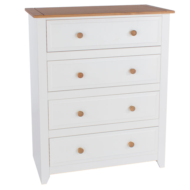 Painted - 4 Drawer Chest - Antique Waxed Pine Top
