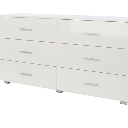 Contemporary - Large White 6 Chest of Drawers - Glossy Finish