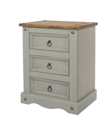 Corona - Sleek 3 Drawer Bedside Cabinet