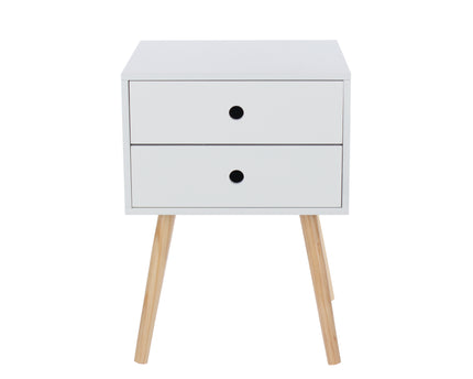 Painted - Scandia 2 Drawer Bedside - Tapered Wood Legs