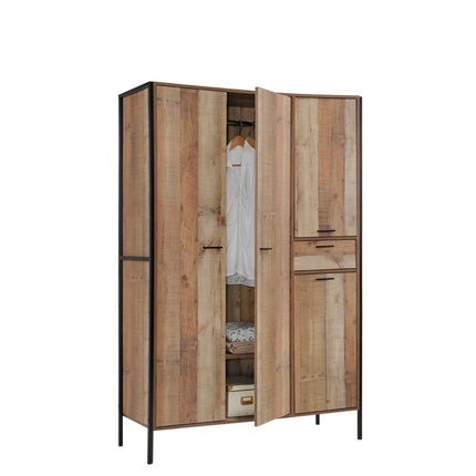 Stretton - 3 Piece Bedroom Set 4 Door Wardrobe - Rustic Oak