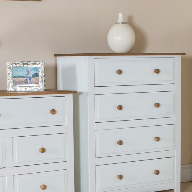 Painted - 4 Drawer Chest - Antique Waxed Pine Top