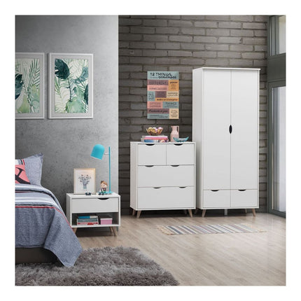 Pulford - 3 Piece Bedroom Set 4 Drawer - White & Sonoma Oak