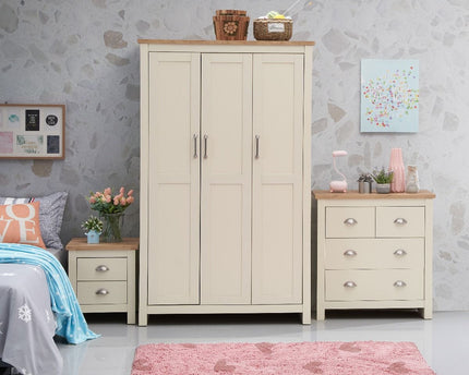 Lisbon - 3-Piece Set - 3 Door Wardrobe, 4 Drawer Chest & 2 Drawer Bedside Table