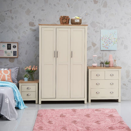 Lisbon - 3-Piece Set - 3 Door Wardrobe, 4 Drawer Chest & 2 Drawer Bedside Table