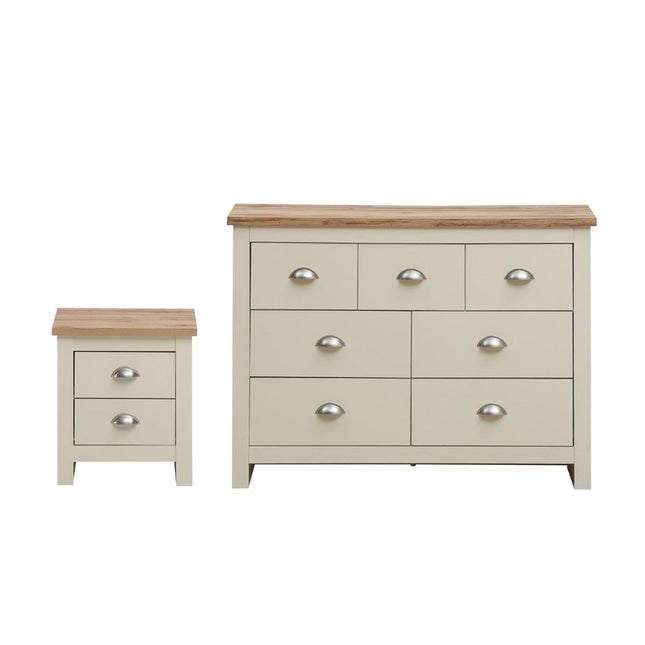 Lisbon - 2-Piece Set - 7 Drawer Chest & 2-Drawer Bedside Table
