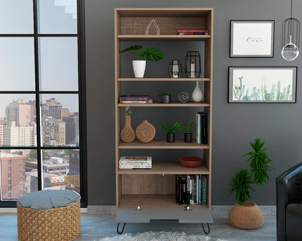 Modern Living - Display Bookcase - Door - Smoked Oak Effect