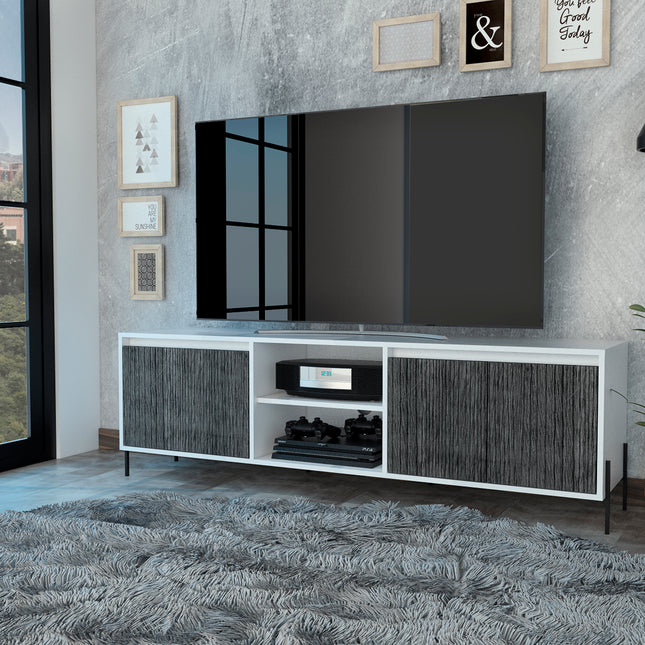 Modern Living - TV Unit - 4 Doors - White & Carbon