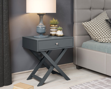 Painted - X Leg 1 Drawer Petite Bedside