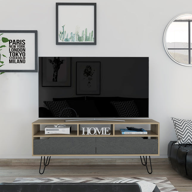 Modern Living - Widescreen TV Unit - Pine & - Grey Stone
