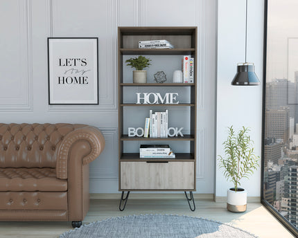 Modern Living - Display Bookcase - Door - Smoked Oak Effect