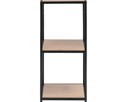 Seaford - Narrow Black Metal Bookcase with 2 Shelves