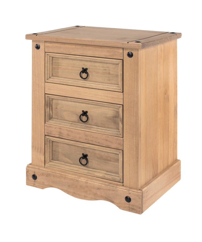 Corona - Sleek 3 Drawer Bedside Cabinet