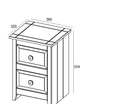 Painted - Petite 2 Drawer Bedside Cabinet