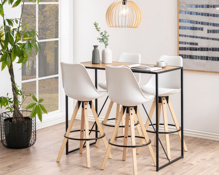 Seaford - Black Metal Bar Table with Oak Top