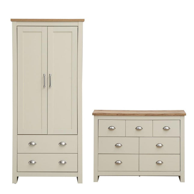 Lisbon - 2-Piece Set - 2-Door Wardrobe & 7 Drawer Chest