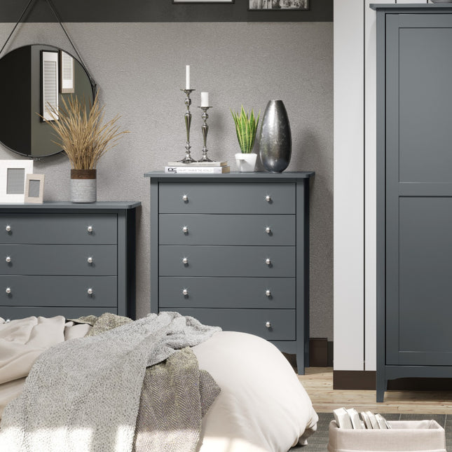 Painted - Luxurious 5 Drawer Chest - Tapered Legs