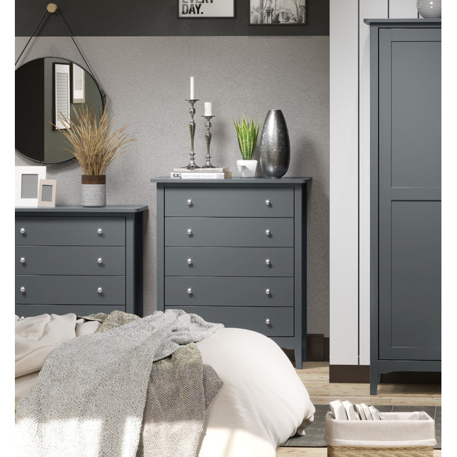 Painted - Luxurious 5 Drawer Chest - Tapered Legs