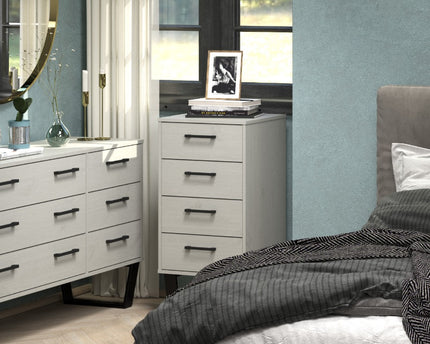 Modern Living - Compact Industrial 4 Drawer Narrow Chest
