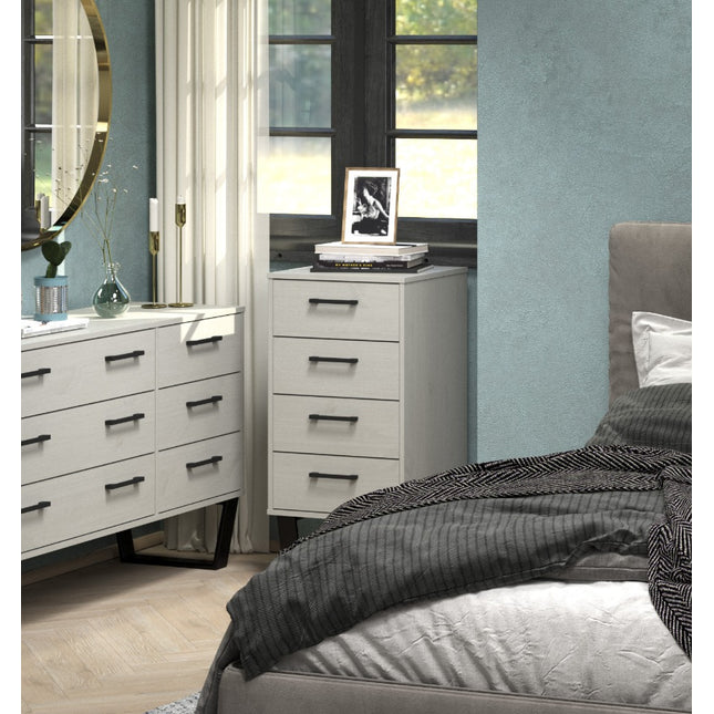 Modern Living - Compact Industrial 4 Drawer Narrow Chest