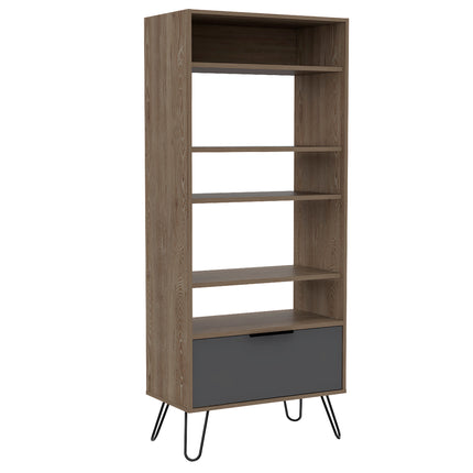Modern Living - Display Bookcase - Door - Smoked Oak Effect