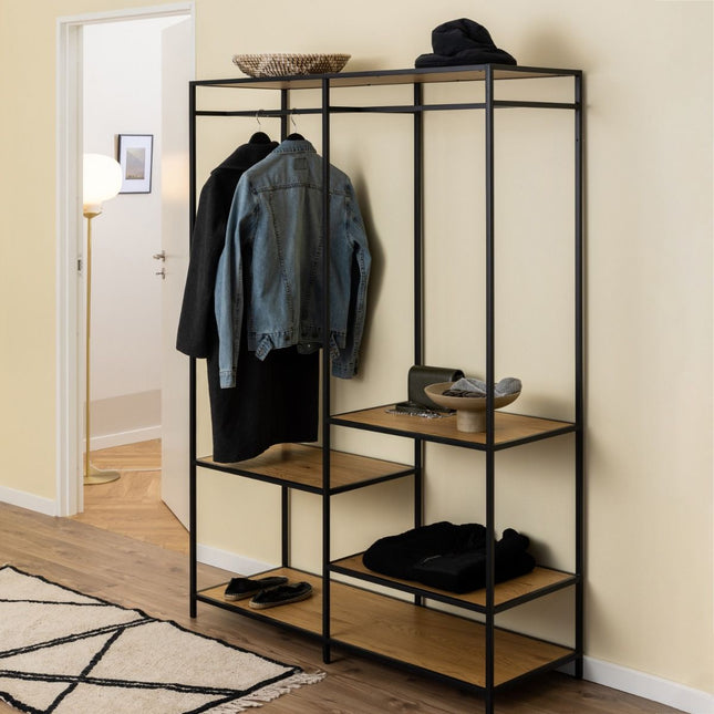 Seaford - Black Metal Clothes Rack with 4 Shelves