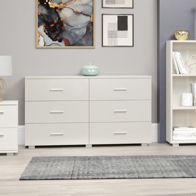 Contemporary - Large White 6 Chest of Drawers - Glossy Finish