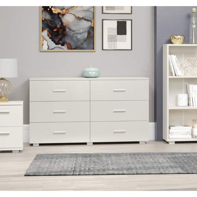 Contemporary - Large White 6 Chest of Drawers - Glossy Finish