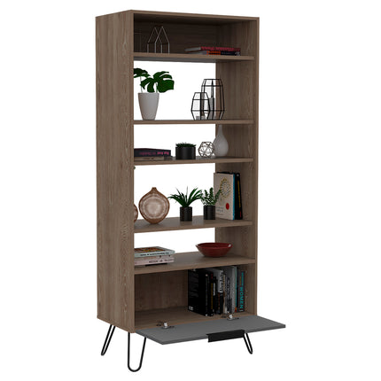 Modern Living - Display Bookcase - Door - Smoked Oak Effect