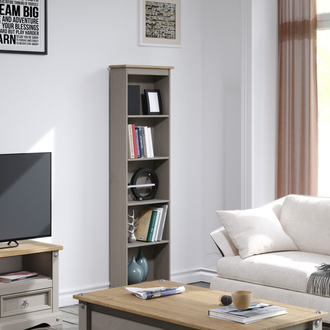 Corona - Real Pine Bookcase - Tall Narrow - Adjustable Shelves