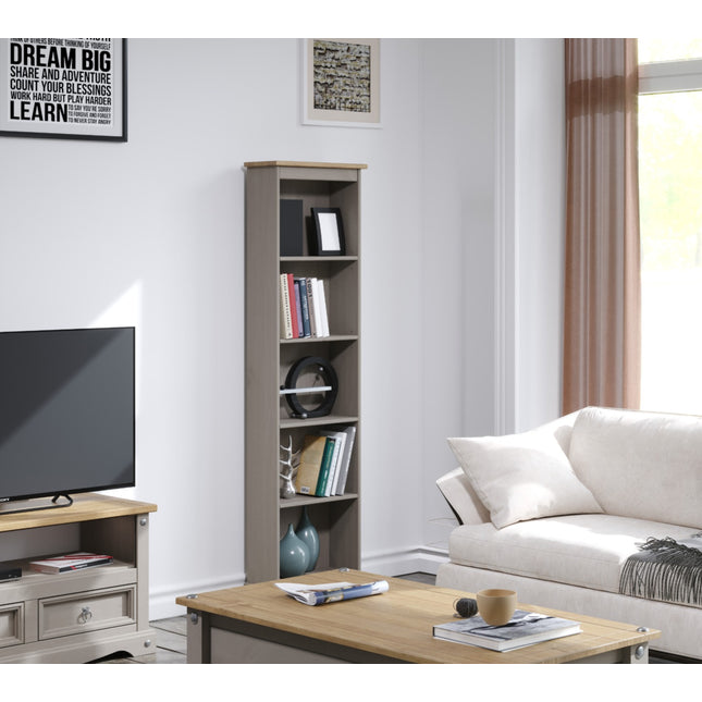 Corona - Real Pine Bookcase - Tall Narrow - Adjustable Shelves