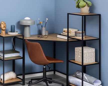 Seaford - Narrow Black Metal Bookcase with 3 Shelves