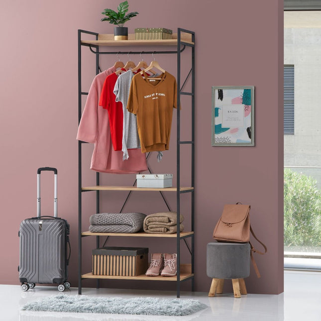 Claire - 4 Shelf Open Wardrobe - Riviera Oak