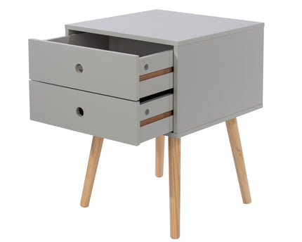 Painted - Scandia 2 Drawer Bedside - Tapered Wood Legs