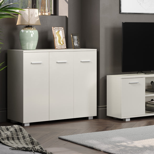 Contemporary - Large White 3-Door Sideboard - Glossy Finish