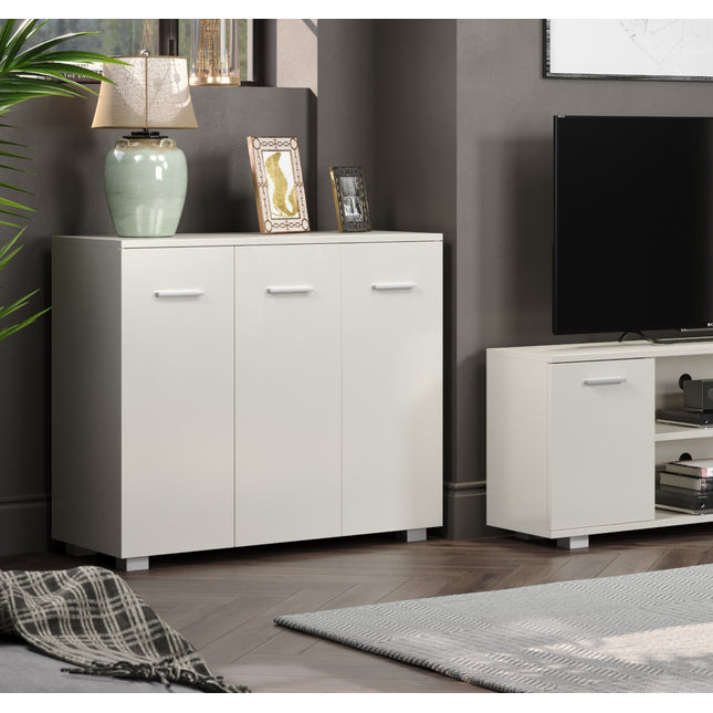 Contemporary - Large White 3-Door Sideboard - Glossy Finish