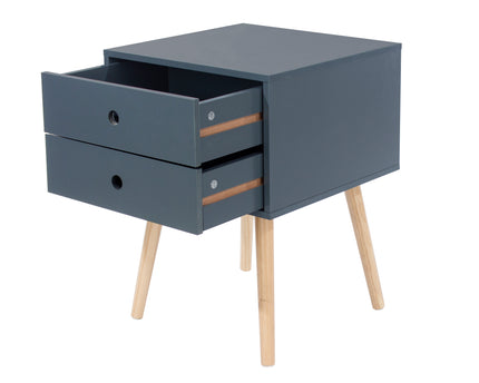 Painted - Scandia 2 Drawer Bedside - Tapered Wood Legs