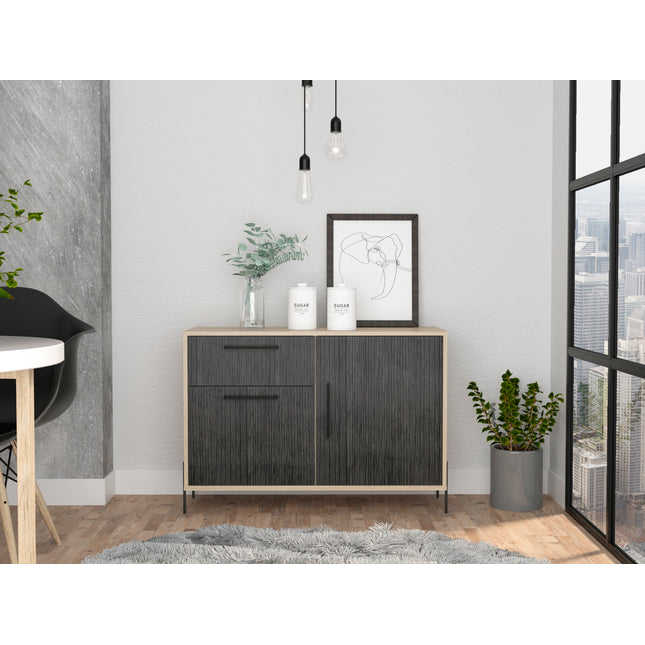 Modern Living - Small Sideboard - Washed Oak & Carbon - Grey