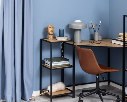 Seaford - Narrow Black Metal Bookcase with 2 Shelves