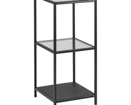 Seaford - Narrow Black Metal Bookcase with 2 Shelves