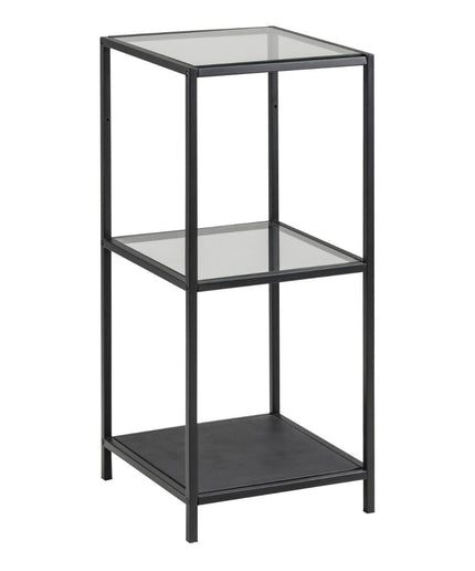 Seaford - Narrow Black Metal Bookcase with 2 Shelves