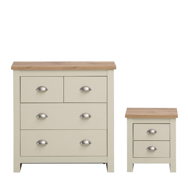 Lisbon - 2-Piece Set - 4 Drawer Chest & 2-Drawer Bedside Table