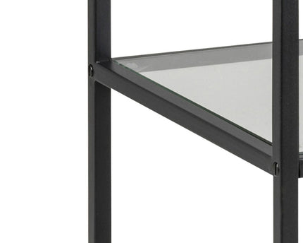 Seaford - Narrow Black Metal Bookcase with 2 Shelves