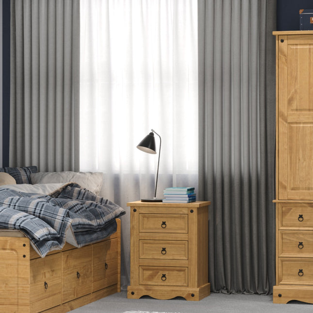 Corona - Sleek 3 Drawer Bedside Cabinet