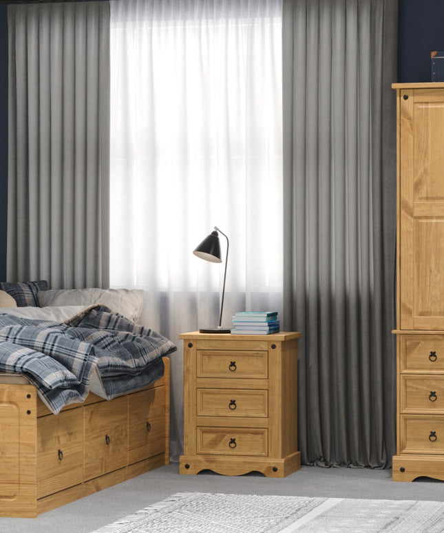 Corona - Sleek 3 Drawer Bedside Cabinet
