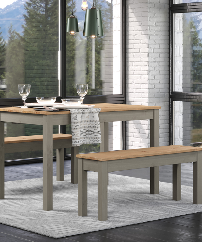 Corona - Grey Linea Bench 1200Mm, Grey Wax & Ant Wax