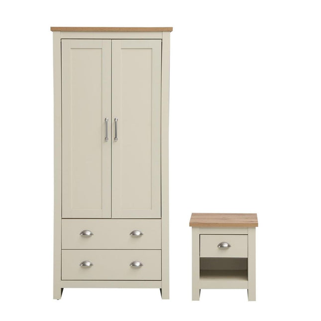 Lisbon - 2-Piece Set - 2-Door Wardrobe & 1-Drawer Bedside