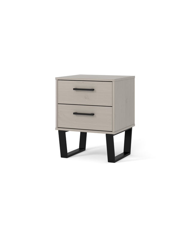 Modern Living - Industrial Look 2 Drawer Bedside Cabinet
